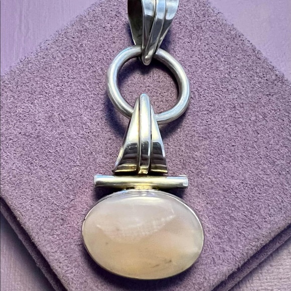 *SOLD LOCALLY* Sterling Mother of Pearl Pendant and Chain - Picture 2 of 3